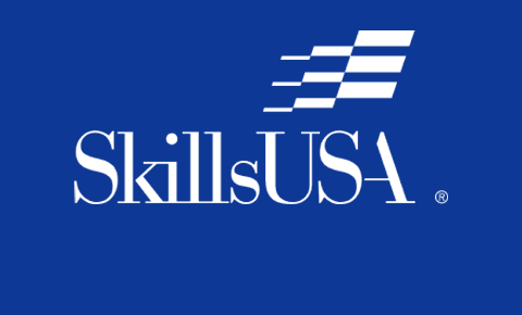 Логотип SkillsUSA на синем фоне